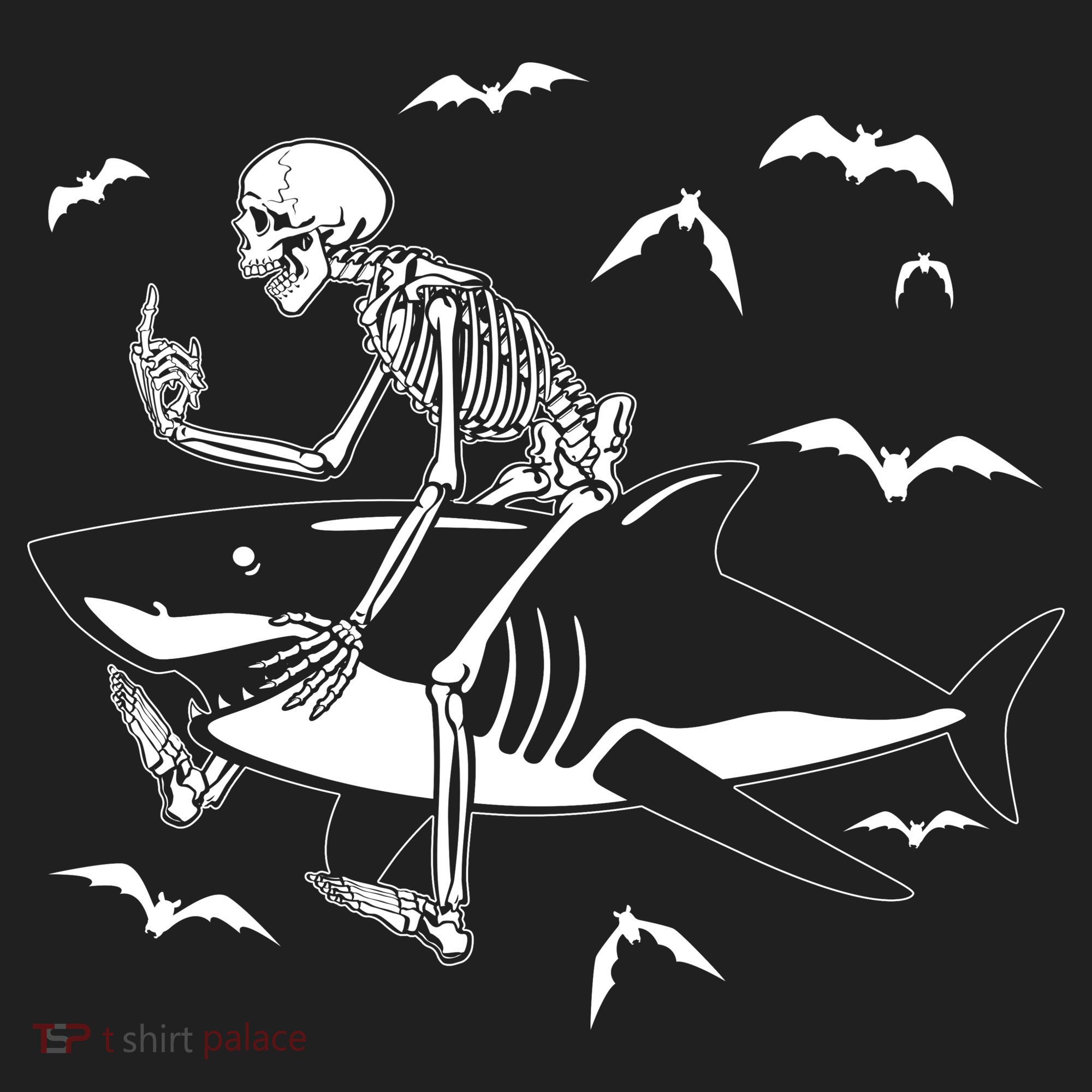 Scary Skeleton Riding Shark Tumbler