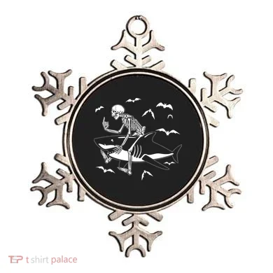 Scary Skeleton Riding Shark Ornament