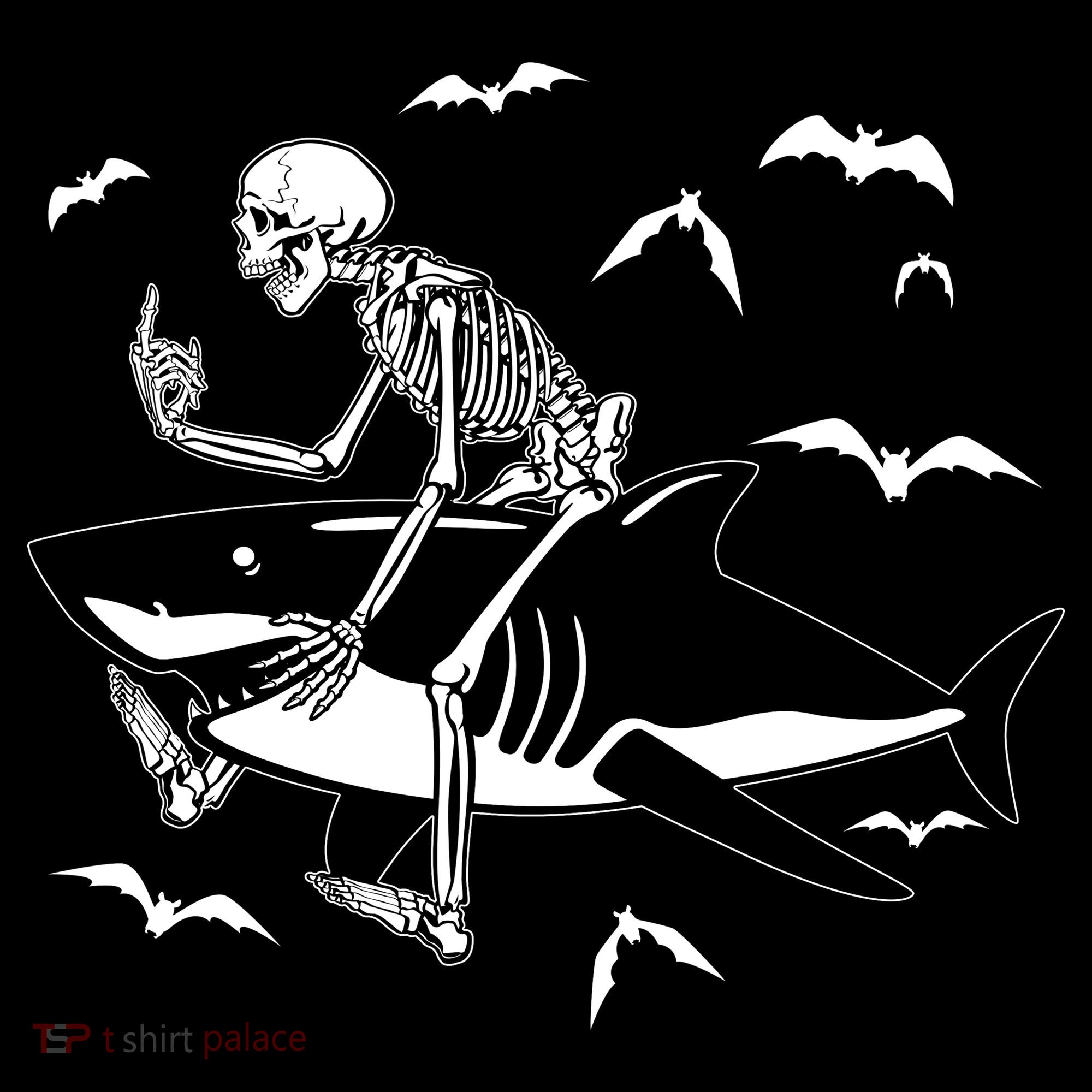 Scary Skeleton Riding Shark Ornament