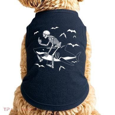 Scary Skeleton Riding Shark Doggie Tank