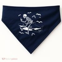 Scary Skeleton Riding Shark USA-Made Doggie Bandana thumb 0