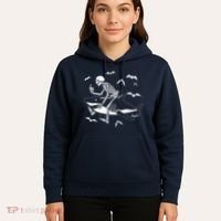 Scary Skeleton Riding Shark Hoodie thumb 5