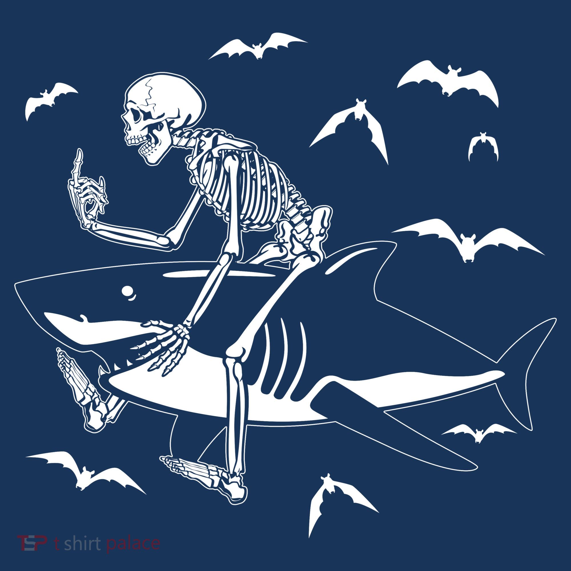 Scary Skeleton Riding Shark Hoodie