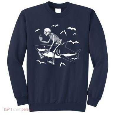 Scary Skeleton Riding Shark Sweatshirt