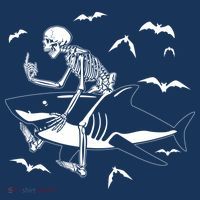 Scary Skeleton Riding Shark Sweatshirt thumb 3