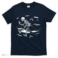 Scary Skeleton Riding Shark T-Shirt thumb 0