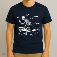 Scary Skeleton Riding Shark T-Shirt thumb 3