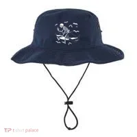 Scary Skeleton Riding Shark Bucket Hat thumb 0
