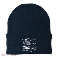 Scary Skeleton Riding Shark Beanie thumb 0