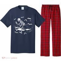 Scary Skeleton Riding Shark Pajama Set thumb 0