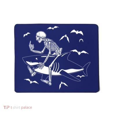 Scary Skeleton Riding Shark Mousepad