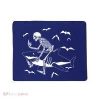 Scary Skeleton Riding Shark Mousepad thumb 0