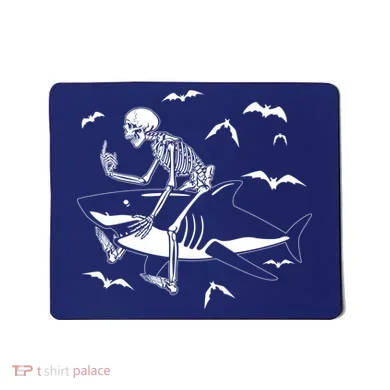 Scary Skeleton Riding Shark Mousepad