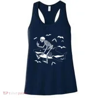 Scary Skeleton Riding Shark Women's Tank Top thumb 0