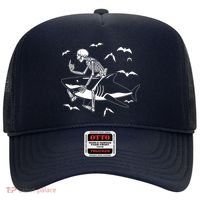 Scary Skeleton Riding Shark Hat thumb 0