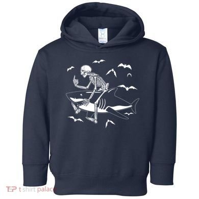 Scary Skeleton Riding Shark Toddler Hoodie