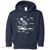 Scary Skeleton Riding Shark Toddler Hoodie thumb 0
