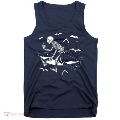 Scary Skeleton Riding Shark Tank Top