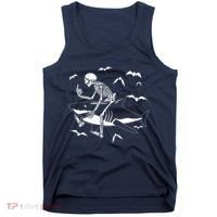 Scary Skeleton Riding Shark Tank Top thumb 0
