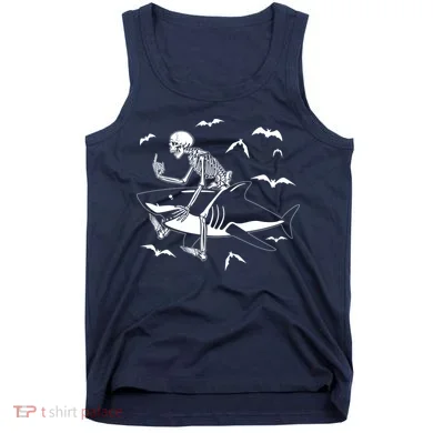 Scary Skeleton Riding Shark Tank Top