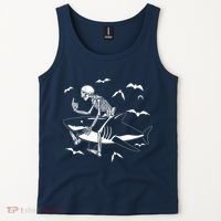 Scary Skeleton Riding Shark Tank Top thumb 2