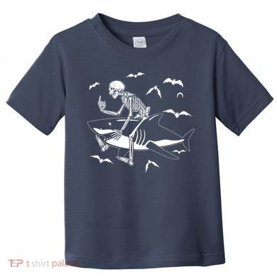 Scary Skeleton Riding Shark Toddler T-Shirt
