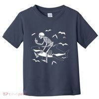 Scary Skeleton Riding Shark Toddler T-Shirt thumb 0