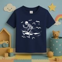 Scary Skeleton Riding Shark Toddler T-Shirt thumb 3