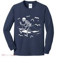 Scary Skeleton Riding Shark Kids Long Sleeve Shirt thumb 0