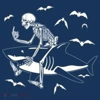 Scary Skeleton Riding Shark Kids Long Sleeve Shirt thumb 2