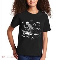Scary Skeleton Riding Shark Kids T-Shirt thumb 2