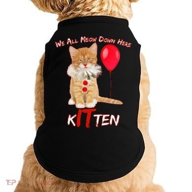 Scary We All Meow Down Here Clown Cat Kitten Doggie Tank