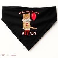 Scary We All Meow Down Here Clown Cat Kitten USA-Made Doggie Bandana thumb 0