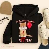 Scary We All Meow Down Here Clown Cat Kitten Hoodie thumb 4