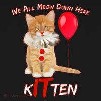 Scary We All Meow Down Here Clown Cat Kitten Long Sleeve Shirt thumb 2