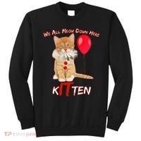 Scary We All Meow Down Here Clown Cat Kitten Sweatshirt thumb 0