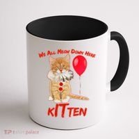 Scary We All Meow Down Here Clown Cat Kitten Coffee Mug thumb 1