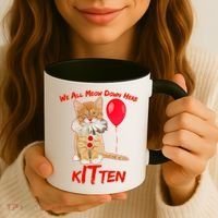 Scary We All Meow Down Here Clown Cat Kitten Coffee Mug thumb 3