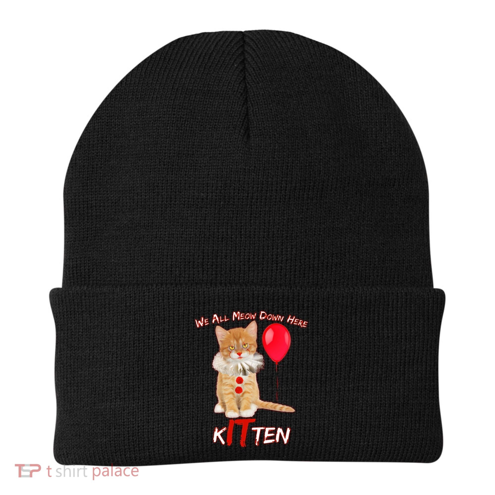 Scary We All Meow Down Here Clown Cat Kitten Beanie
