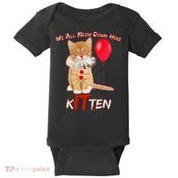Scary We All Meow Down Here Clown Cat Kitten Baby Bodysuit thumb 0