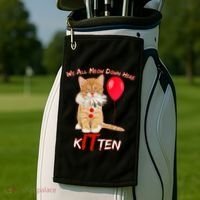 Scary We All Meow Down Here Clown Cat Kitten Golf Towel thumb 2