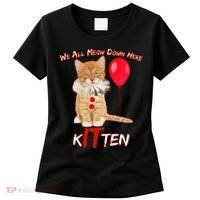 Scary We All Meow Down Here Clown Cat Kitten Women's T-Shirt thumb 0