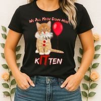 Scary We All Meow Down Here Clown Cat Kitten Women's T-Shirt thumb 2