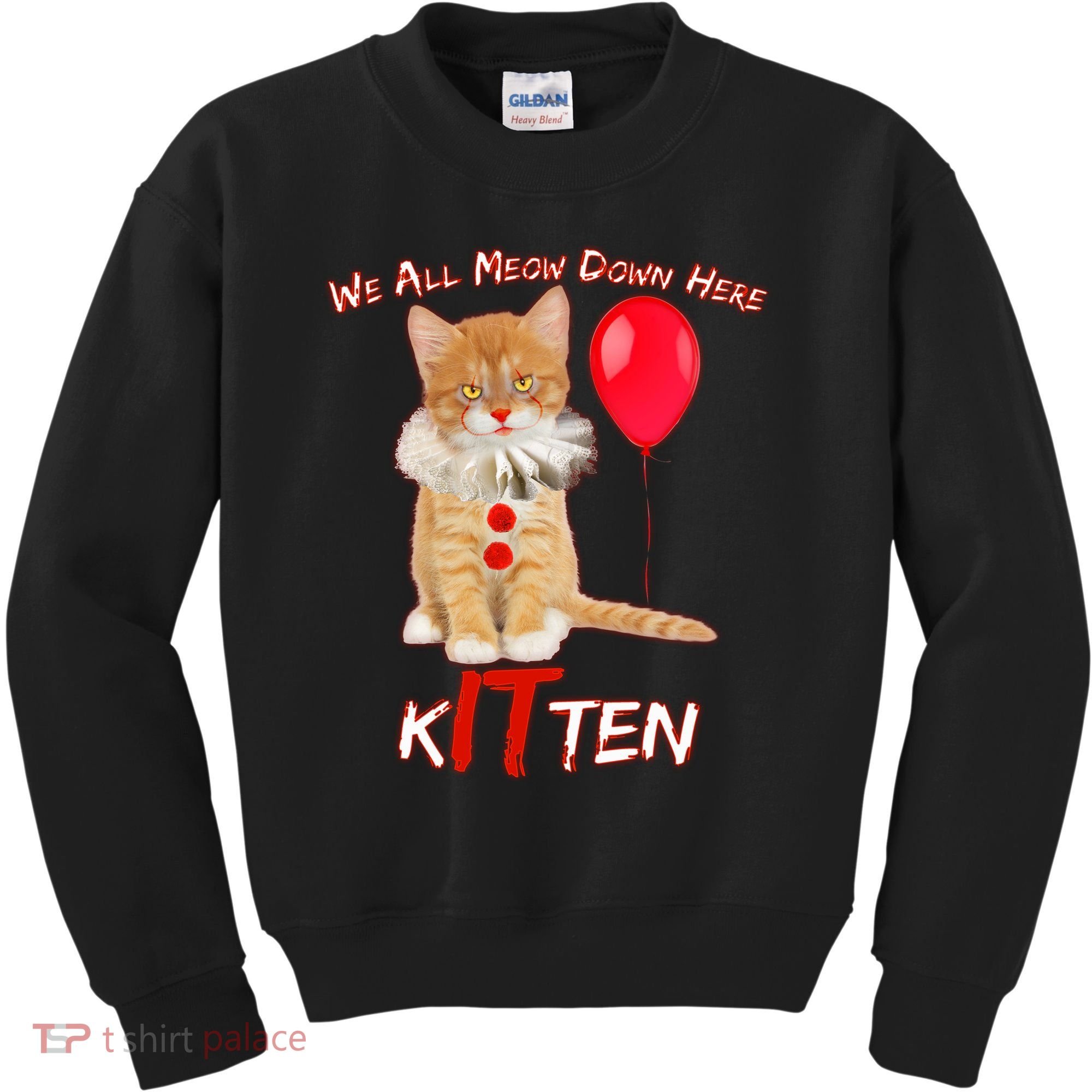 Scary We All Meow Down Here Clown Cat Kitten Kids Sweatshirt