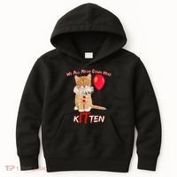 Scary We All Meow Down Here Clown Cat Kitten Kids Hoodie thumb 0