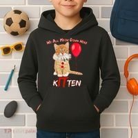 Scary We All Meow Down Here Clown Cat Kitten Kids Hoodie thumb 2