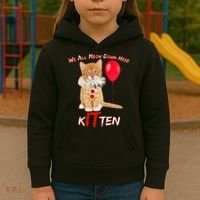 Scary We All Meow Down Here Clown Cat Kitten Kids Hoodie thumb 3
