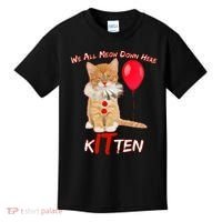 Scary We All Meow Down Here Clown Cat Kitten Kids T-Shirt thumb 0