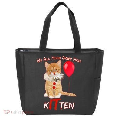 Scary We All Meow Down Here Clown Cat Kitten Tote Bag