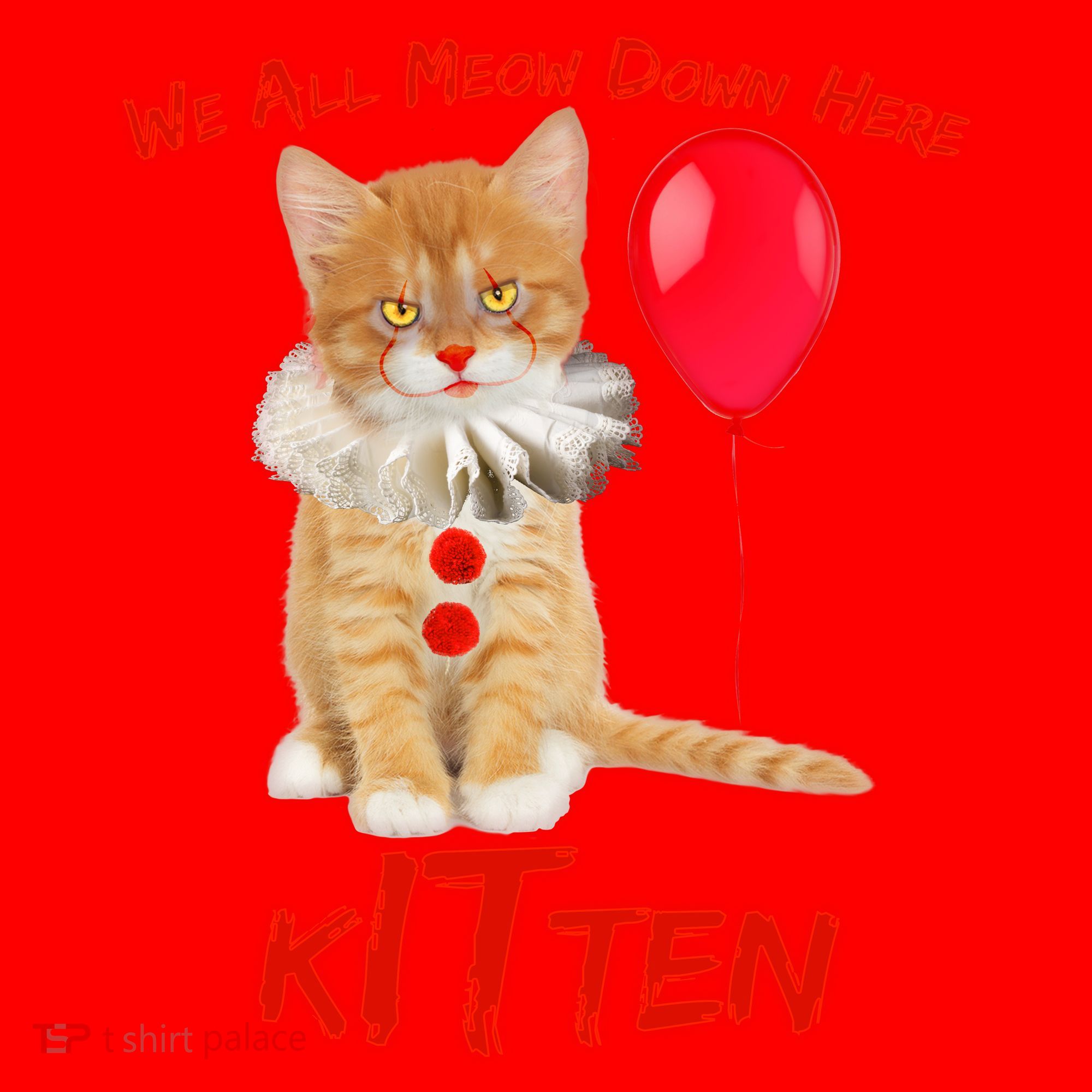 Scary We All Meow Down Here Clown Cat Kitten Santa Hat